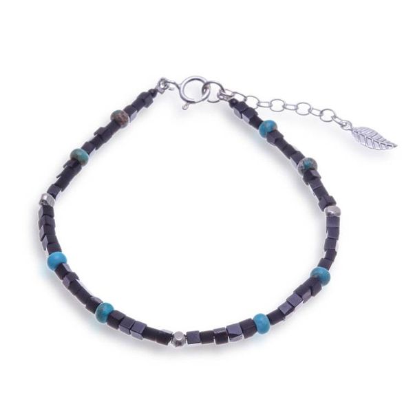 Alternate image for Cube-Themed Onyx Reconstituted Turquoise Beaded Bracelet Black Cubed