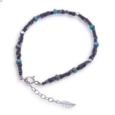 Alternate image for Cube-Themed Onyx Reconstituted Turquoise Beaded Bracelet Black Cubed