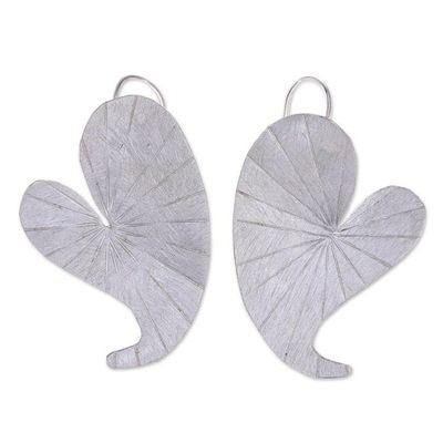Alternate image for Heart-Shaped Lotus Leaf Karen Silver Drop Earrings Heart Lotus