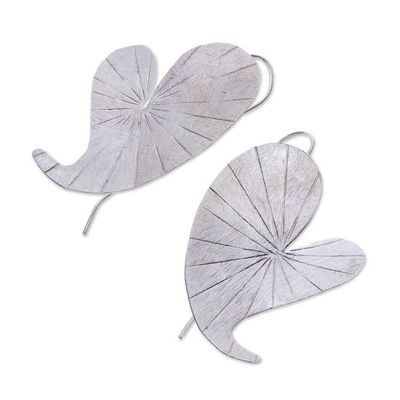 Alternate image for Heart-Shaped Lotus Leaf Karen Silver Drop Earrings Heart Lotus
