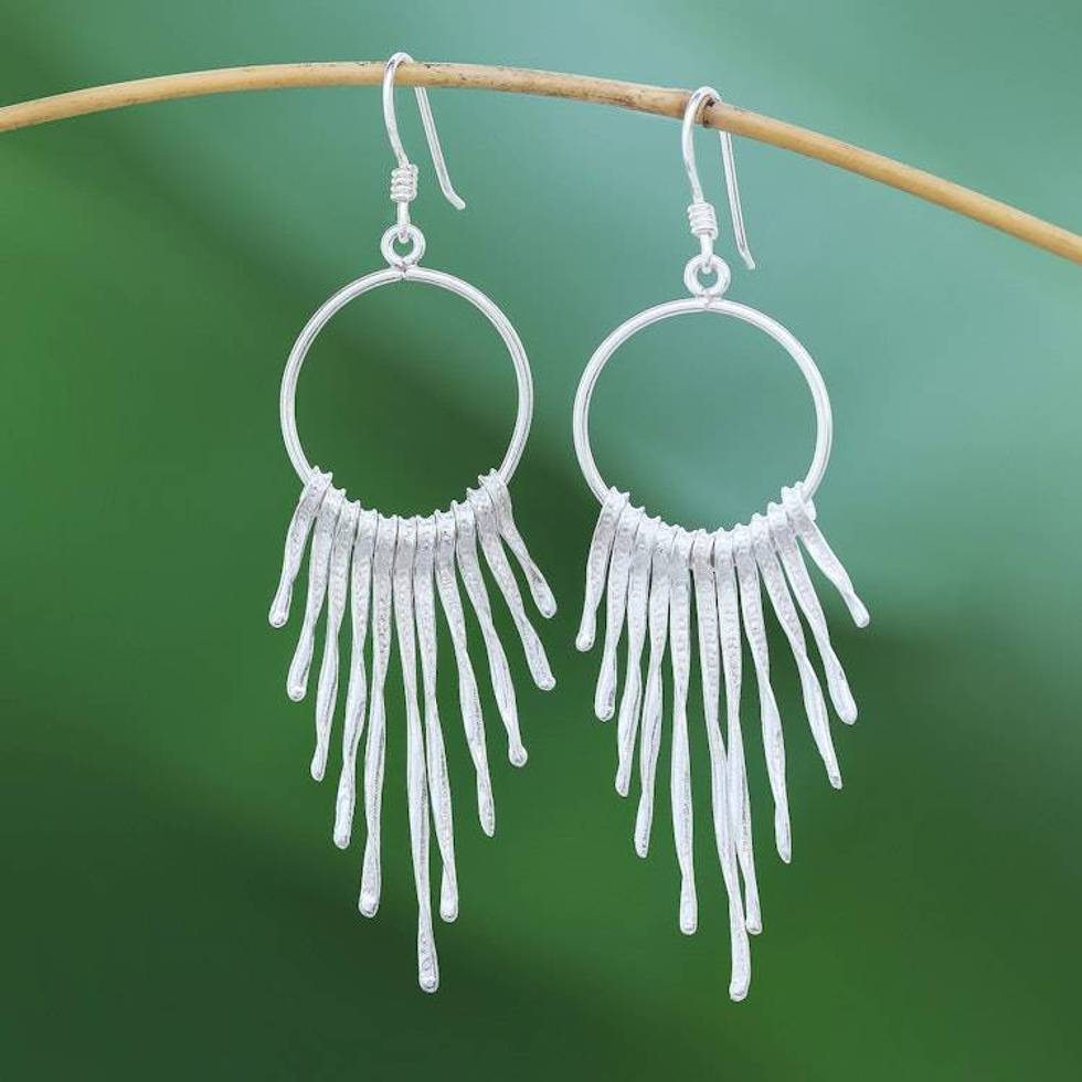 Twisted Karen Silver Waterfall Earrings from thailand 'Cool Cascade'
