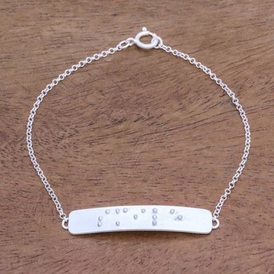 Alternate image for Smile-Themed Braille Sterling Silver Pendant Bracelet Braille Smile