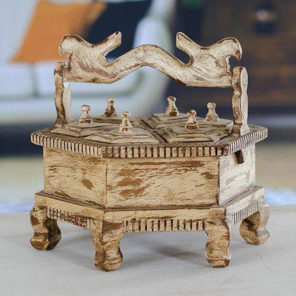 Alternate image for Teak Wood Decorative Box with Antique Finish from Thailand Timeless Treasure