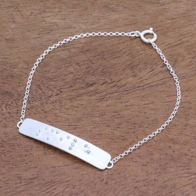 Alternate image for Smile-Themed Braille Sterling Silver Pendant Bracelet Braille Smile