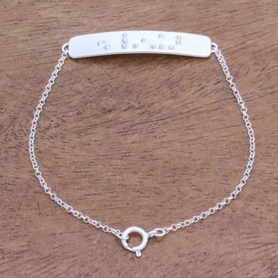 Alternate image for Smile-Themed Braille Sterling Silver Pendant Bracelet Braille Smile