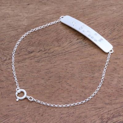 Alternate image for Smile-Themed Braille Sterling Silver Pendant Bracelet Braille Smile