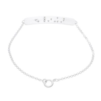 Alternate image for Smile-Themed Braille Sterling Silver Pendant Bracelet Braille Smile