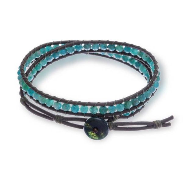 Alternate image for Adjustable Green Amazonite Wrap Bracelet with Jasper Clasp Wrapped by Resilience