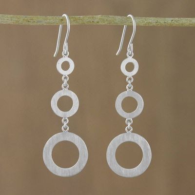 Primary image for Circle Motif Sterling Silver Dangle Earrings from Thailand Cool Rings