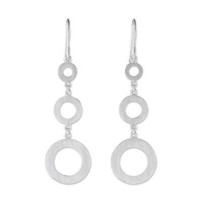 Alternate image for Circle Motif Sterling Silver Dangle Earrings from Thailand Cool Rings