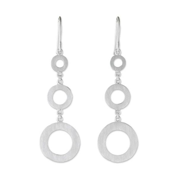 Alternate image for Circle Motif Sterling Silver Dangle Earrings from Thailand Cool Rings