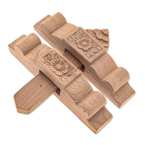 Alternate image for Teak Wood Floral Door Latch Hand-Carved in Thailand Great Floral Reception