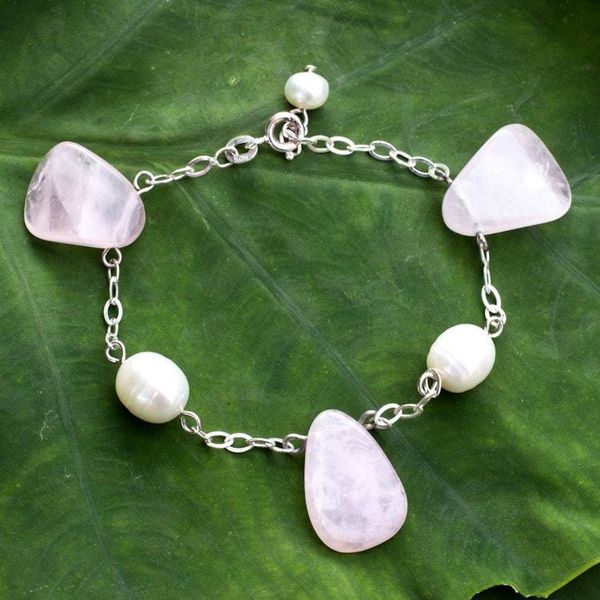 Alternate image for Rose Quartz and Pearl Bracelet Quiet Sigh
