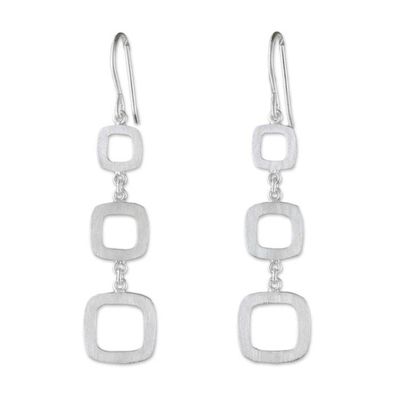 Alternate image for Modern Square Sterling Silver Dangle Earrings from Thailand Modern Squares