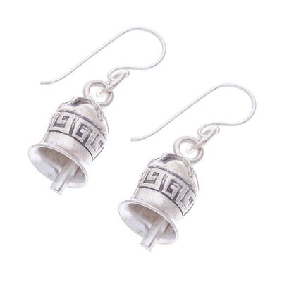 Alternate image for Karen Hill Tribe Silver Geometric Motif Bell Dangle Earrings Sonorous