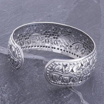 Alternate image for Unique Floral Sterling Silver Cuff Bracelet Precious Garland