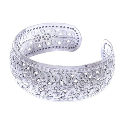 Alternate image for Unique Floral Sterling Silver Cuff Bracelet Precious Garland