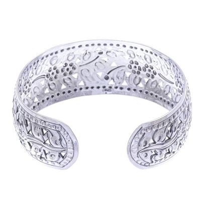 Alternate image for Unique Floral Sterling Silver Cuff Bracelet Precious Garland