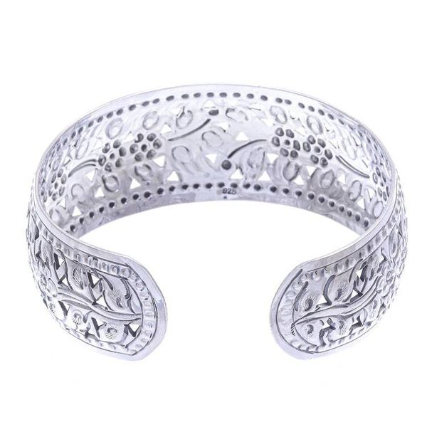 Alternate image for Unique Floral Sterling Silver Cuff Bracelet Precious Garland