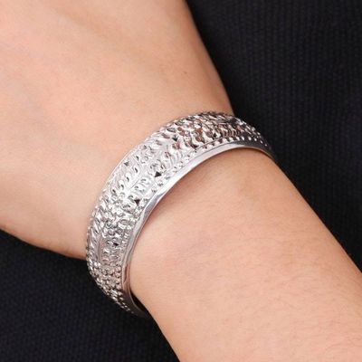 Alternate image for Unique Floral Sterling Silver Cuff Bracelet Precious Garland