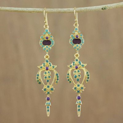 Alternate image for Enameled Gold Plated Brass Earrings from Thailand Thai Sweetness