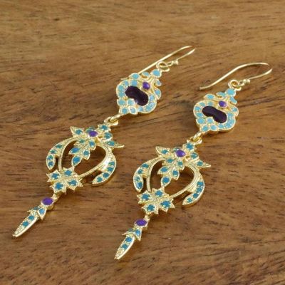 Alternate image for Enameled Gold Plated Brass Earrings from Thailand Thai Sweetness