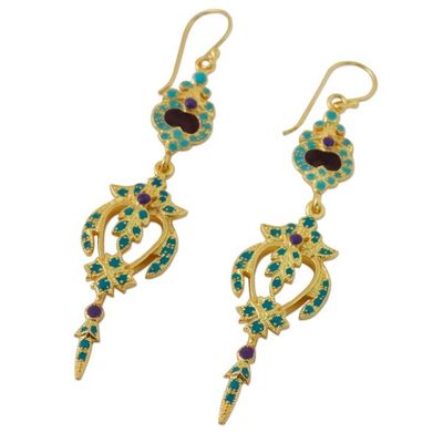 Alternate image for Enameled Gold Plated Brass Earrings from Thailand Thai Sweetness