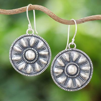 Alternate image for Hill Tribe 950 Silver Earrings Classic Wheel