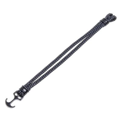 Alternate image for Braided Leather Wristband Bracelet in Black from Thailand Anchor Strength in Black
