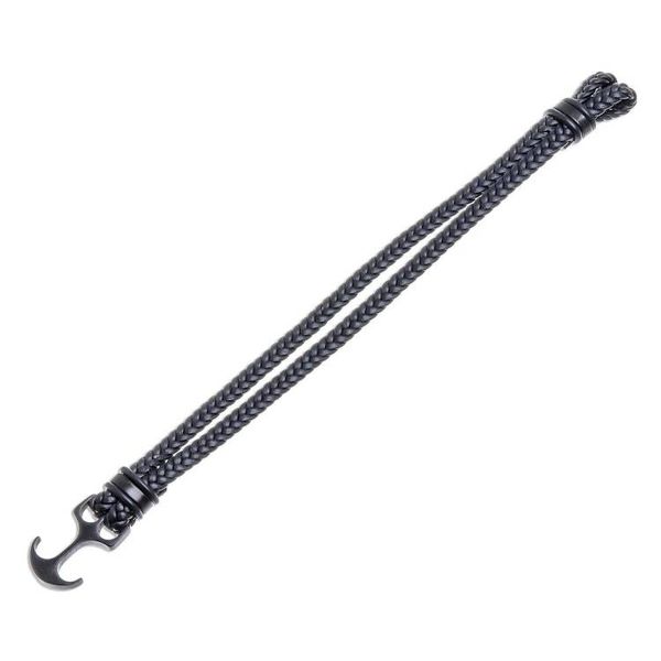 Alternate image for Braided Leather Wristband Bracelet in Black from Thailand Anchor Strength in Black