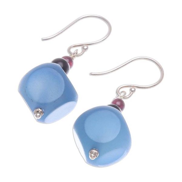 Alternate image for Hand Made Garnet and Onyx Dangle Earrings Fun Vacation