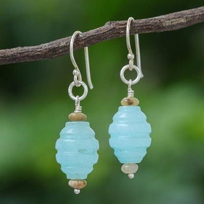 Alternate image for Artisan Made Jasper and Quartz Dangle Earrings Icy Morning