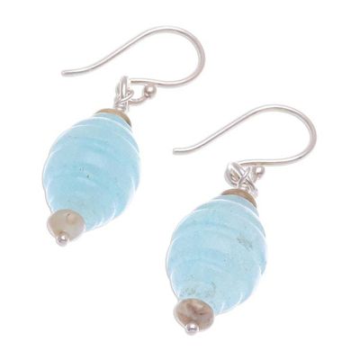 Alternate image for Artisan Made Jasper and Quartz Dangle Earrings Icy Morning