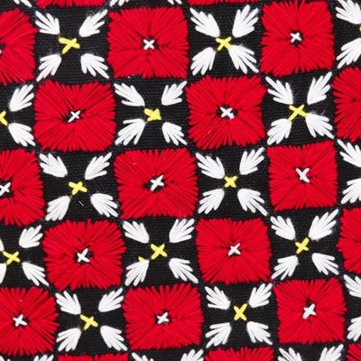 Alternate image for Handcrafted Embroidered Onyx Cotton Cushion Covers Pair Cherry Mosaic