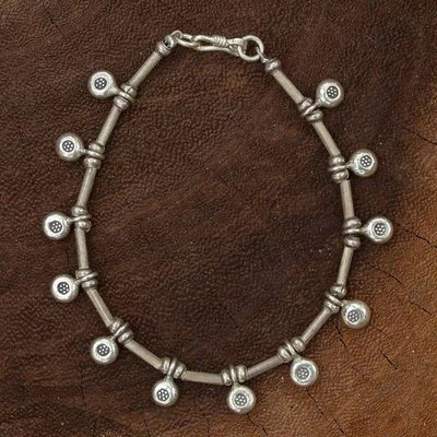 Primary image for Thail Hill Tribe Silver Charm Bracelet Dainty Blossoms