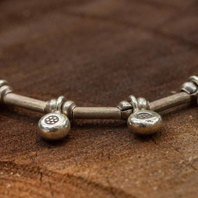 Alternate image for Thail Hill Tribe Silver Charm Bracelet Dainty Blossoms