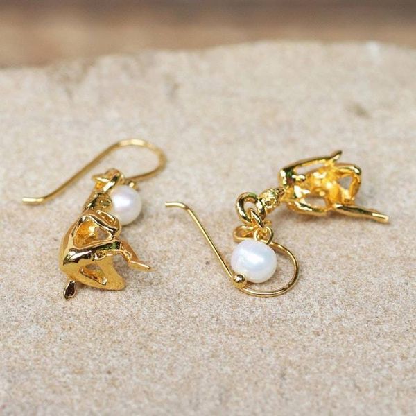 Alternate image for 18k Gold Plated Cultured Pearl Virgo Earrings from Thailand Radiant Virgo