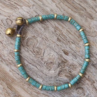 Primary image for Brass and Reconstituted Turquoise Thai Beaded Bracelet Temple of Love