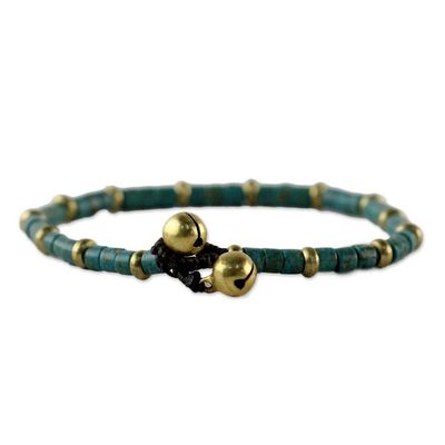 Alternate image for Brass and Reconstituted Turquoise Thai Beaded Bracelet Temple of Love