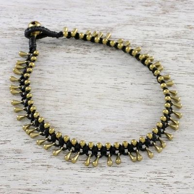 Primary image for Handmade Lunar Black Knotted Brass Black Cord Anklet Lunar Black