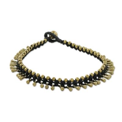 Alternate image for Handmade Lunar Black Knotted Brass Black Cord Anklet Lunar Black