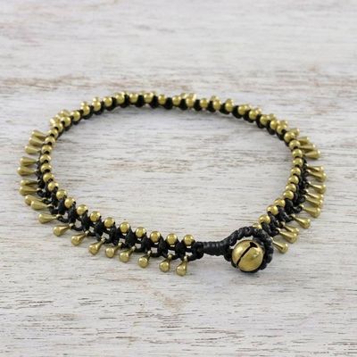 Alternate image for Handmade Lunar Black Knotted Brass Black Cord Anklet Lunar Black
