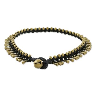 Alternate image for Handmade Lunar Black Knotted Brass Black Cord Anklet Lunar Black