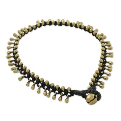 Alternate image for Handmade Lunar Black Knotted Brass Black Cord Anklet Lunar Black