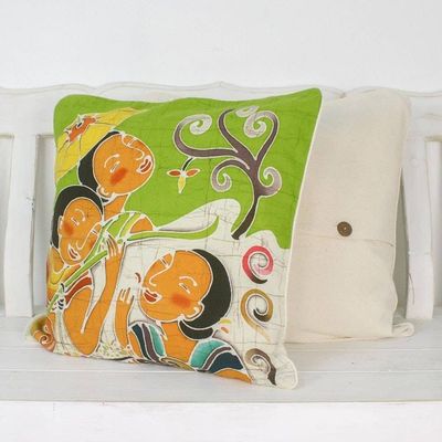 Alternate image for Artisan Crafted Cotton Cushion Covers Pair Lanna Ladies Charm