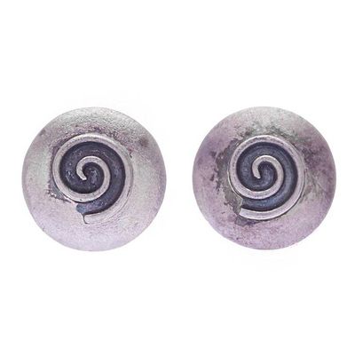 Alternate image for 950 Silver Spiral Motif Button Earrings Lanna Spiral