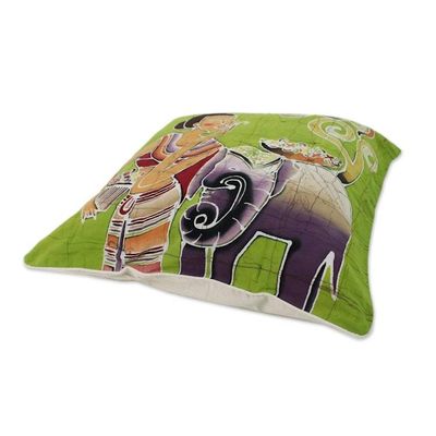 Alternate image for Fair Trade Batik Cotton Cushion Covers Pair Flowery Day