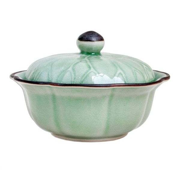 Alternate image for Genuine Celadon Ceramic Lidded Bowl from Thailand Bai Bua
