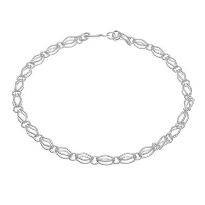 Alternate image for Modern Sterling Silver Link Bracelet in a Matte Finish Rhombus Ties