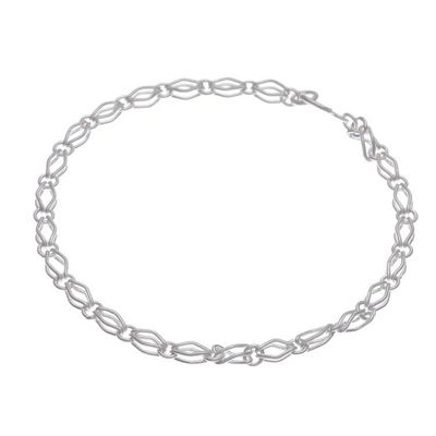 Alternate image for Modern Sterling Silver Link Bracelet in a Matte Finish Rhombus Ties
